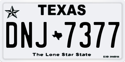 TX license plate DNJ7377