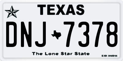 TX license plate DNJ7378