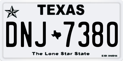 TX license plate DNJ7380