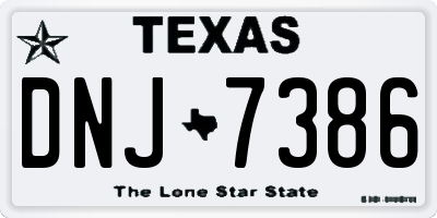 TX license plate DNJ7386