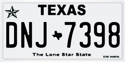 TX license plate DNJ7398