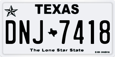 TX license plate DNJ7418