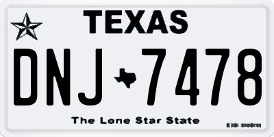TX license plate DNJ7478