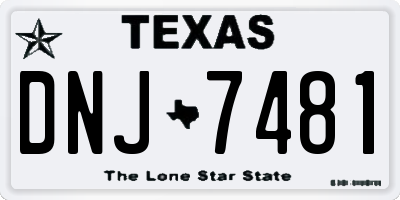 TX license plate DNJ7481
