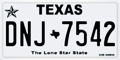 TX license plate DNJ7542