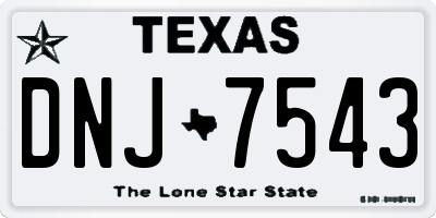TX license plate DNJ7543