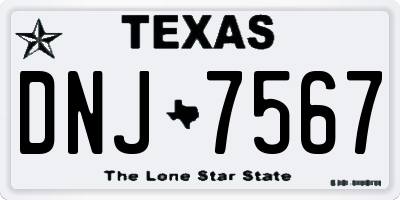 TX license plate DNJ7567