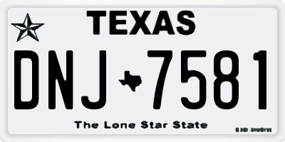 TX license plate DNJ7581