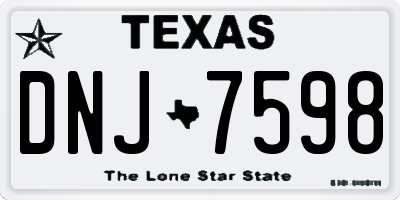 TX license plate DNJ7598