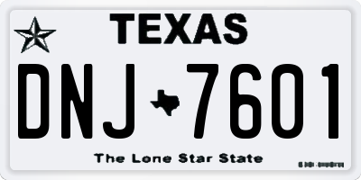 TX license plate DNJ7601