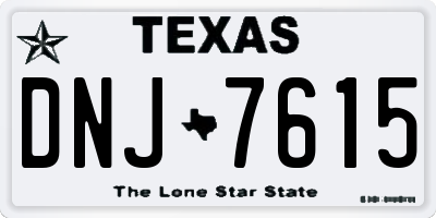 TX license plate DNJ7615