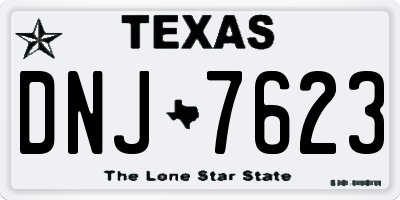 TX license plate DNJ7623