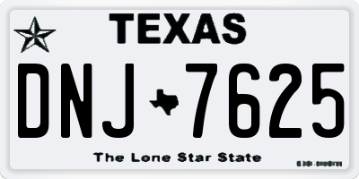 TX license plate DNJ7625