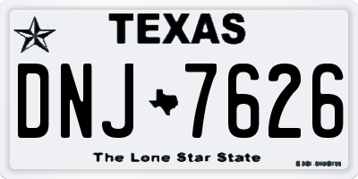 TX license plate DNJ7626