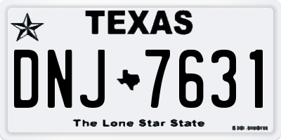 TX license plate DNJ7631