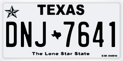 TX license plate DNJ7641