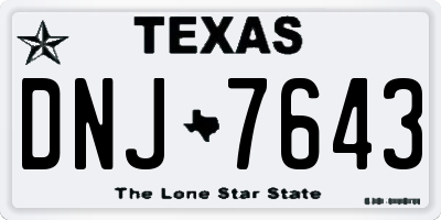 TX license plate DNJ7643