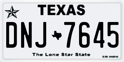 TX license plate DNJ7645
