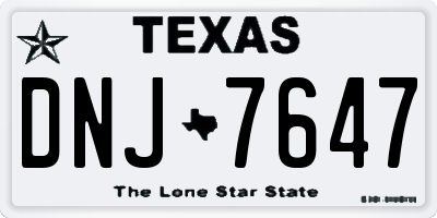 TX license plate DNJ7647