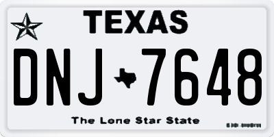 TX license plate DNJ7648