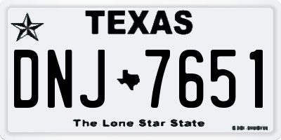 TX license plate DNJ7651