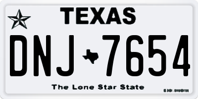 TX license plate DNJ7654
