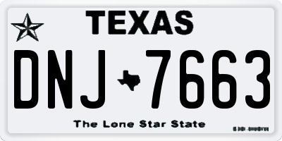 TX license plate DNJ7663