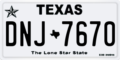 TX license plate DNJ7670