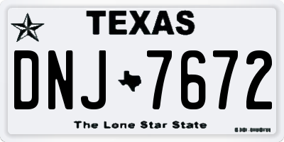 TX license plate DNJ7672