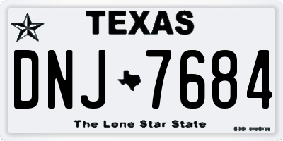 TX license plate DNJ7684