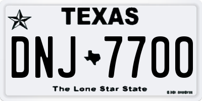 TX license plate DNJ7700