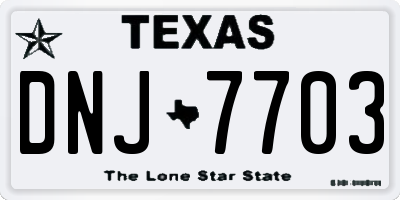 TX license plate DNJ7703