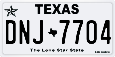 TX license plate DNJ7704