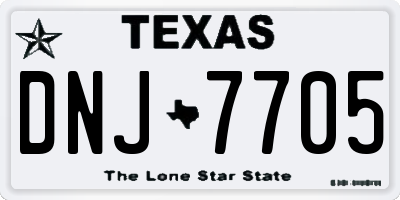 TX license plate DNJ7705