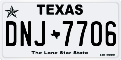 TX license plate DNJ7706