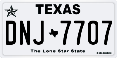 TX license plate DNJ7707
