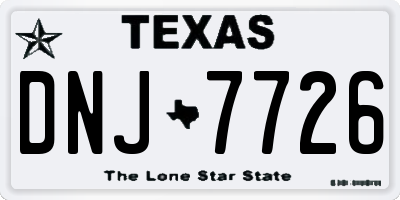 TX license plate DNJ7726