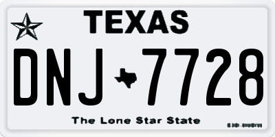 TX license plate DNJ7728