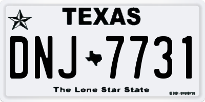 TX license plate DNJ7731