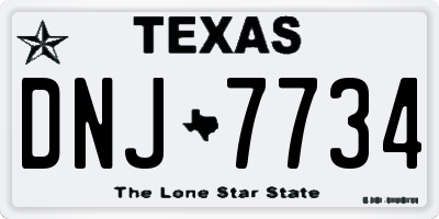 TX license plate DNJ7734