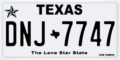 TX license plate DNJ7747