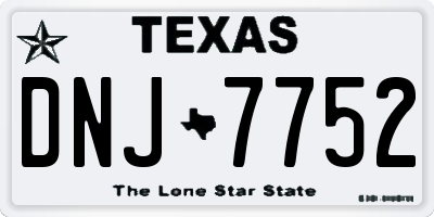 TX license plate DNJ7752