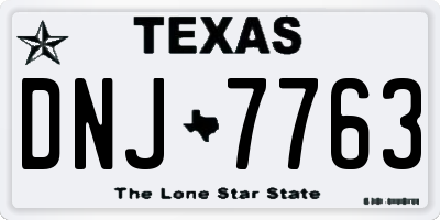 TX license plate DNJ7763