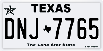 TX license plate DNJ7765