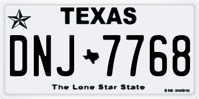 TX license plate DNJ7768
