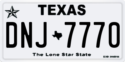 TX license plate DNJ7770