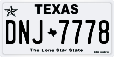 TX license plate DNJ7778