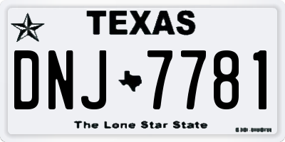TX license plate DNJ7781