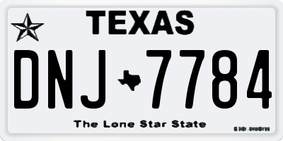 TX license plate DNJ7784