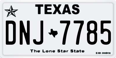 TX license plate DNJ7785